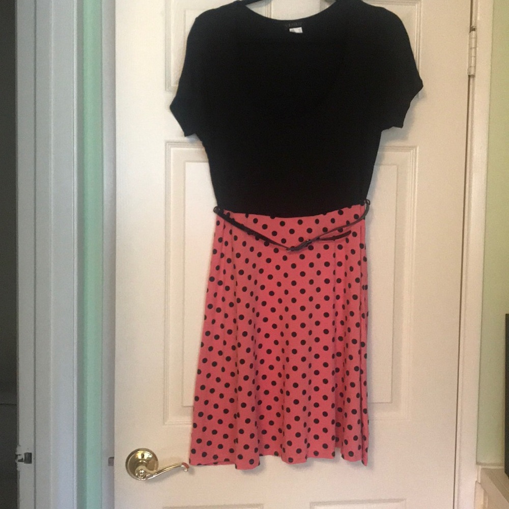 Venus Black and Pink Polka Dot Dress